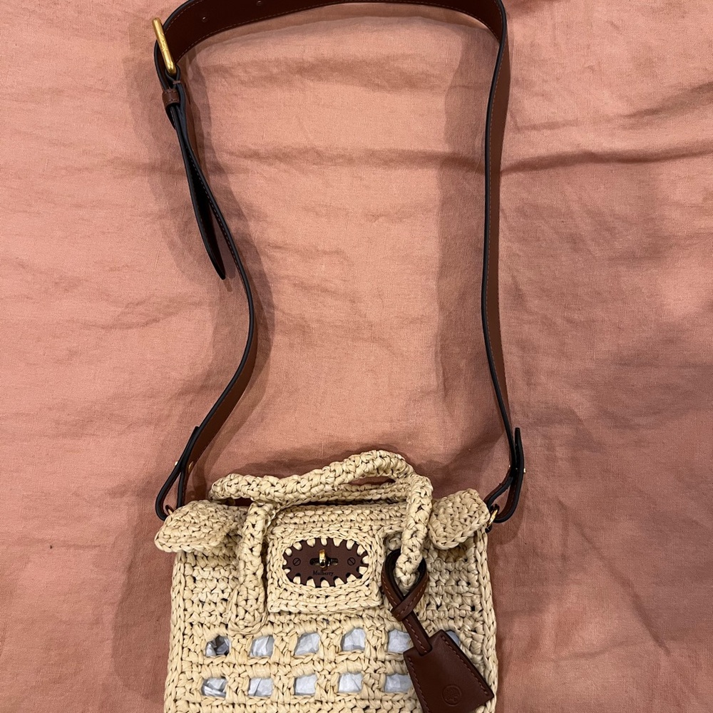 Mulberry raffia mini Bayswater Handcrafted Beige and Brown Women's Bag - Picture 2 of 4